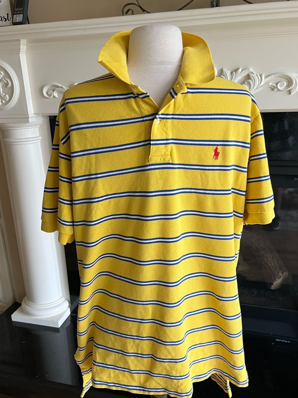 Ralph Lauren Bright Yellow Polo with Navy & White Stripes